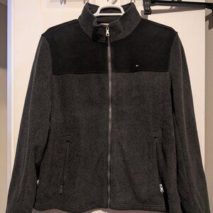 NWT Tommy Hilfiger Men's Fleece Black And Grey Zip Up Jacket And Pockets Size XL